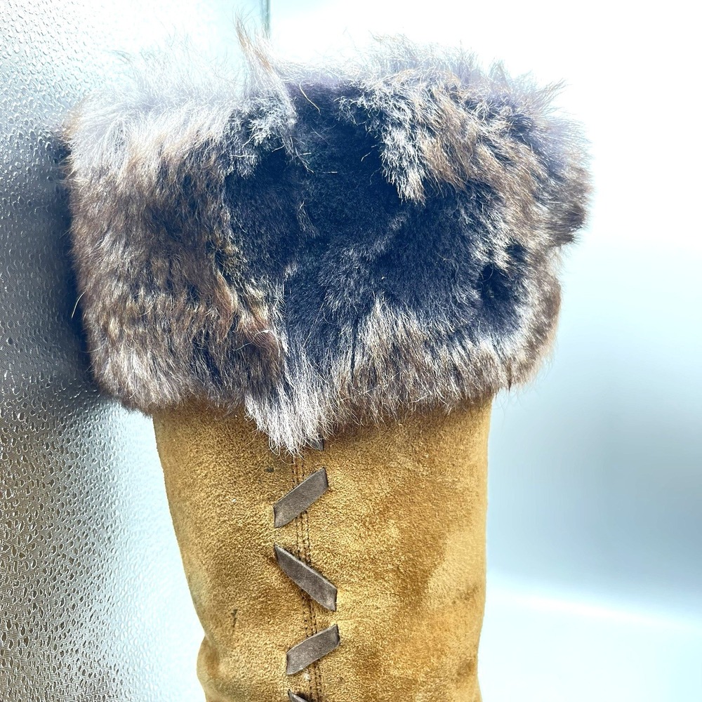 UGG Dana Tall Sheepskin and Fur Cuffed Boots Size 7 - Picture 10 of 12